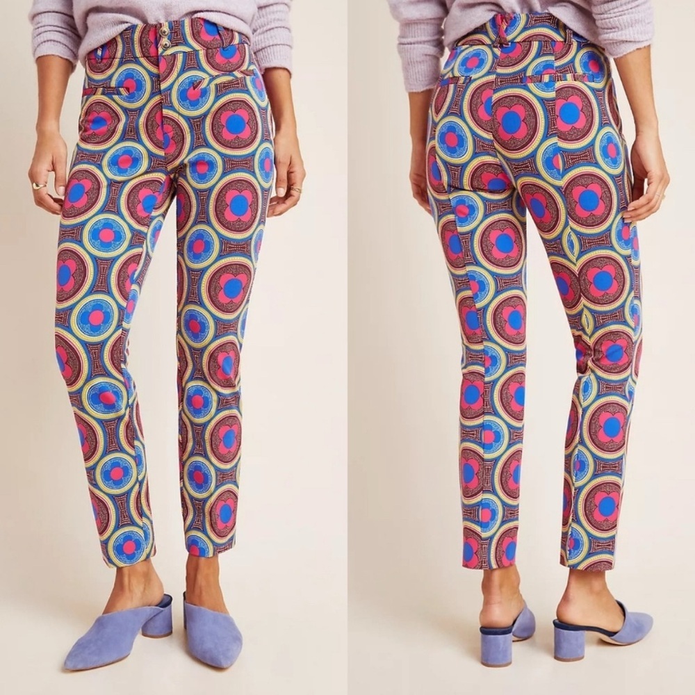 Anthropologie Essential Slim Trouser Pant in Mod Floral Retro Print